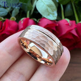 New Arrival Grooved Faceted Brushed Tungsten Hammer Rings - Cool Design Wedding Engagement Jewellery