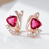 14 Karat Rolled Gold Shiny Red Blue AAA Zircon Crystals Elegant Jewellry Earrings