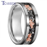 Pipe Cut Polished Finish Groove Inlay Silver Colour Men Women Tungsten Wedding Rings