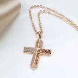 Trendy Luxury 14K Filled Rose Gold AAA Zircon Diamonds  Jesus Cross Necklace - Fine Jewellery