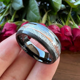 Arrow And White Meteorite Inlay 8MM Multicolor Tungsten Wedding Men Women Rings