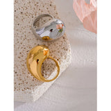 18K Gold Plated Stainless Steel Half Empty Chunky Exclusive Ring