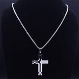 New Jesus Cross Christian Pendant Necklace - Stainless Steel Gold Colour Holy Lord Amulet Chain Jewellery - The Jewellery Supermarket