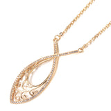 Leaf Shape Hollow Big Size 14K Filled Rose Gold Full Paved AAA Zicon Diamonds Necklaces - Party Jewellery