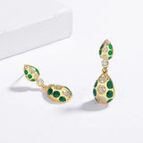 Classic 925 Silver Plated Drop Shaped Fashion Hand-crafted Enamel Earrings