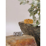 18K Gold Plated Stainless Steel Chain Finger  Personalized Metal Texture Charm Ring