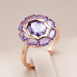 14 Karat Gold Filled Unusual Sparkling Oval Purple AAA Zircon Crystal Rings for Women