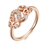 Crystal Flower Design Fashion 14K Rolled Rose Gold AAA Zircon Diamonds Rings for Women - Vintage Fine Jewellery