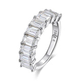 Stunning 3*5mm 0.5CT Emerald Cut Moissanite Diamonds 1/2 Eternity Rings for Women 925 SilverJewellery with GRA