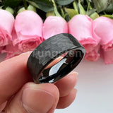 I Love You Stamped 6mm 8mm Tungsten Hammer Ring for Men Women  Comfort Fit