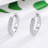Real D Colour Pt950 Plated 1.0mm Full Moissanite Diamonds Hoop Earrings For Women Silver Versatile Fine Jewellery