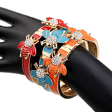 Unique Design Gold Plated with Enamel Double Bees Handmade Colorful Trendy 6 Colours Bracelets Bangles Jewellery - The Jewellery Supermarket