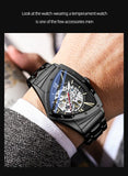 Leisure Hollow Triangle Design Fashion Automatic Movement Mechanical Mens Wristwatches. Luxury WatchesMen Gifts