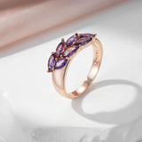 14K Filled Gold Fine Purple Leaf AAA Zircon Crystals Luxury Trendy Rings For Women