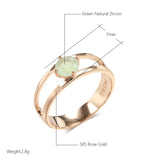 14K Filled Gold Emerald Green AAA Zircon Diamond Cutout Ring Fine Jewellery