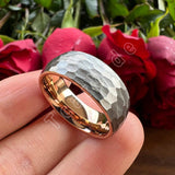 New Domed Brushed Two Colors 4/6/8mm Cool Hammer Tungsten Mens Womens Wedding Rings - Unique Jewellery For Couples - The Jewellery Supermarket