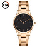 Elegant Rose Gold Plated Round Dial Stain Steel Band Women Watches Japan Movement Quartz Waterproof Wristwatches