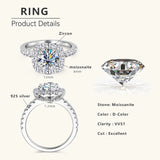 Super 8mm 2ct Moissanite Certified 925 Sterling Silver Engagement Halo Rings For Women - Wedding Party Jewelry Gift