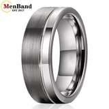 Offset Groove Polished Brushed Finish 6MM 8MM Womens Mens Tungsten Carbide Rings