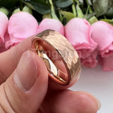 I Love You Stamped 6mm 8mm Tungsten Hammer Ring for Men Women  Comfort Fit