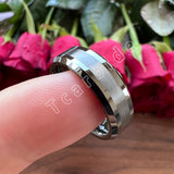 Popular Ring Beveled Polished Brushed 6/8mm Men Women Tungsten Wedding Rings