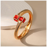 New High-end Exquisite Double Square Shape Cuff Bracelet Crystal Statement Bangle Fashion Jewellery for Women - The Jewellery Supermarket