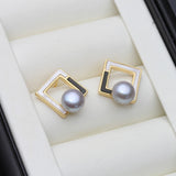 Trendy Natural white, pink, purple, grey, black Pearls Silver Stud Earrings