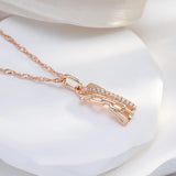 14K Rolled Gold Fashion Hollow Chain Inlay AAA Zircon Diamonds Geometric Pendant Necklace