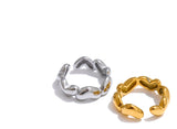 18K Gold Plated Stainless Steel  Heart Love Casting Open Ring Popular Fashion Jewellery