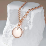 Charming Rolled Rose Gold of 14-Karat Purity Simple Round Pendant Necklace - Fashion Girl Neck Chain Jewellery