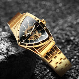 Top Brand Military Triangle Skeleton Automatic Luxury Full Stainless Steel Luminous Mens Sports Mechanical Watches