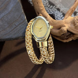 Luxury Fashionable Hollow Snake Wrapping Open Bracelet Elegant Quartz Watch
