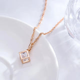 Unique 14K Rolled Rose Gold AAA Zircon Crystal Rubik's Cube Shaped Necklace For Woman - Fashion Cute Jewellery