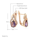 Gorgeous Pear Shape 14K Filled Rose Gold Purple AAA Zircon Diamonds Drop Earrings - Sparkling Fashion Jewellery