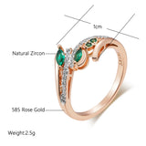 14K Rolled Gold Silver Green Drop AAA Zircon Crystals Luxury Trendy Rings