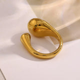 18K Gold Plated Vintage Style Geometric Asymmetric Snake Pearl Ring