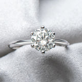 1CT 0.5CT 2CT 3CT VVS1 D Colour Moissanite Solitaire Wedding Engagement Silver Rings