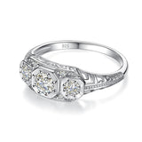 Amazing 3 Stone Mossanite Diamonds Rings With GRA Certificate Wedding Engagement Bridal Handmade Silver Jewellery