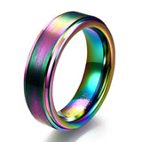 Brushed Polish Finished 6mm/8mm Tungsten Carbide Black/Silver/Gold/Purple/Rainbowd Ring