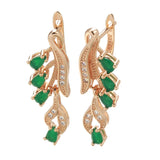 Luxury Vintage Fashion 14K Filled Rose Gold AAA Emerald Zircon Long Drop Earrings For Women, Party Fine Jewellery