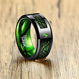 New Arrival Green Carbon Fiber Dragon Tungsten Carbide Rings for Woman Men - Popular Wedding Rings - The Jewellery Supermarket