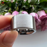 Flat Band And Brushed Finish 10MM 12MM Large Men Black Tungsten Ring Comfort Fit