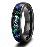 New Arrival Galaxy Multi-Faceted Edge Blue Opal Inlay Tungsten Carbide Ring Mens Women Wedding Rings