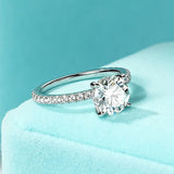 Dazzling VVS1 D Colour 2.00CT Round Moissanite Diamond  14KGP Silver Engagement Ring