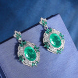 New Trendy 10*14mm Lab Emerald Gemstone Necklace Pendant Ring Earrings Luxury Fashion Fine Jewellery Set  - The Jewellery Supermarket