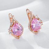 14K Gold Filled Shiny Big Pink AAA Zircon Crystals Drop Earrings Daily Fine Jewellery