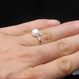 Charming Real Pink Black White Purple Grey Pearl AAA Zircon Diamonds Silver Ring