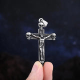 NEW Men's 316L Stainless-steel Jesus Cross Pendant With Skull Necklace For Teens Punk Biker Jewelry - The Jewellery Supermarket