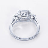 Super 3.5CT Three Stone Silver Sterling Cushion Cut Moissanite Engagement Wedding Ring Certified Jewellery For Women