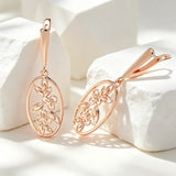 Unusual 14 Karat Gold Filled Long Dangle Glossy Hollow Flower Earrings